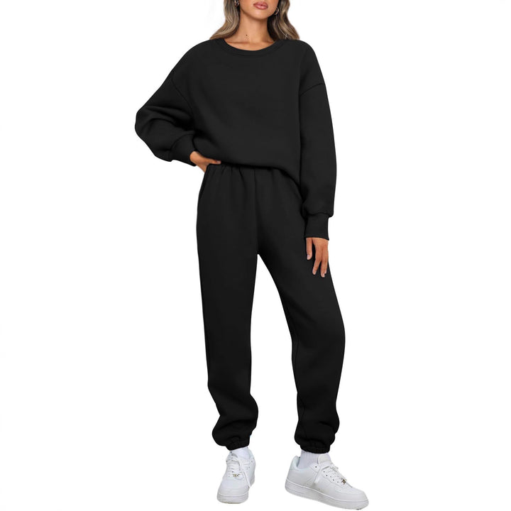 Damen nan gemütliches zweiteiliges Lounge-Set aus French-Terry mit Oversize-Sweatshirt und taillierter Jogginghose Drune