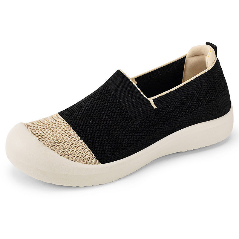 Damen nan leichter gestrickter Slip-On Sneaker mit verstärkter Zehenkappe und stoßdämpfender EVA-Plateausohle Drune