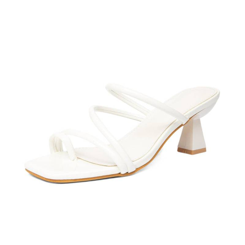 Damen modische Riemchen-Sandalen mit quadratischer Zehenpartie und stabilem Blockabsatz Drune