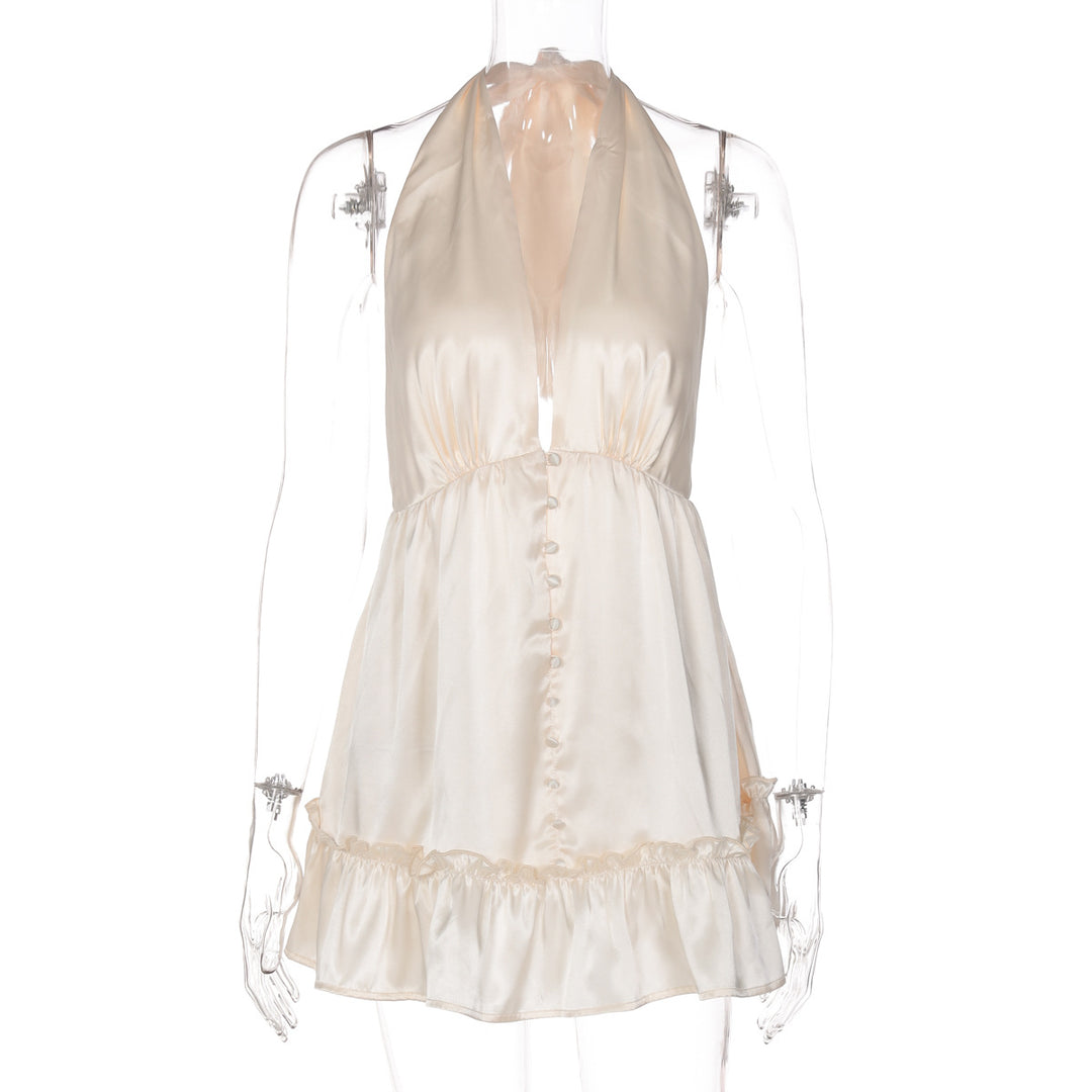 Damen Elegantes Top mit tiefem V-Ausschnitt und Rüschendetails Drune