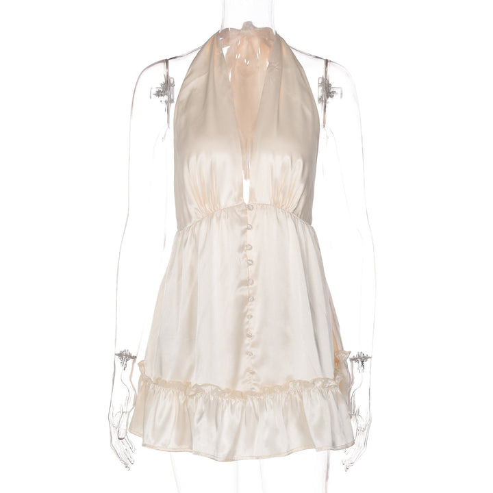 Damen Elegantes Top mit tiefem V-Ausschnitt und Rüschendetails Drune