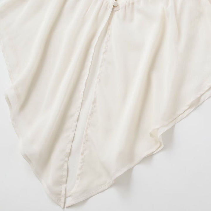 Damen fließende Tunika-Bluse mit geraffter Taille und spitzem Saum Drune