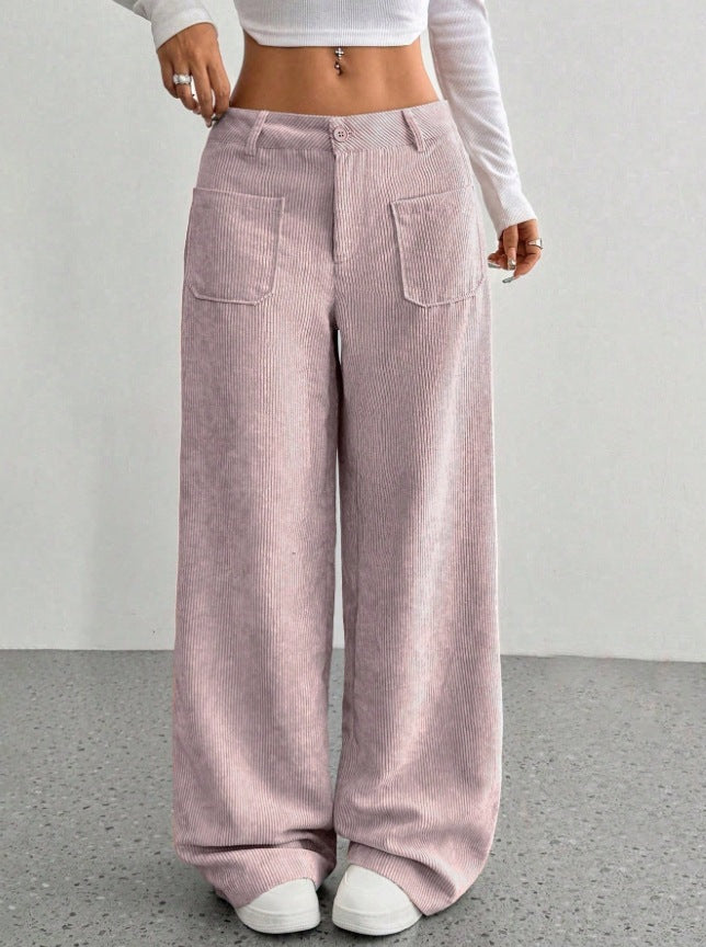 Damen Weite und bequeme Cordhose mit Taschen Drune
