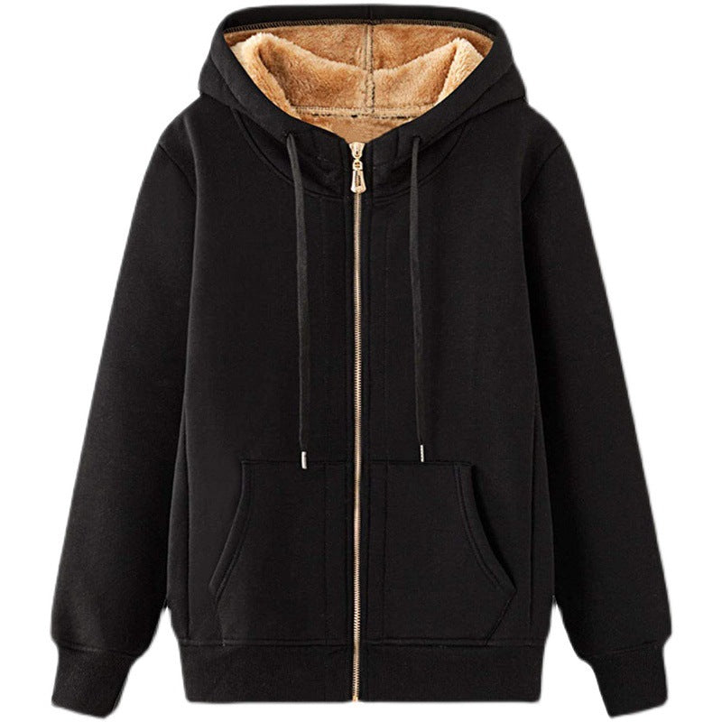 Damen Fleece-Futter Kapuzenjacke mit praktischen Taschen Drune