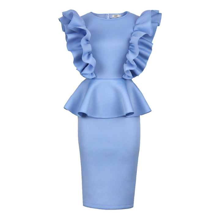 Damen Schickes Midi-Kleid mit voluminösen Rüschen Drune