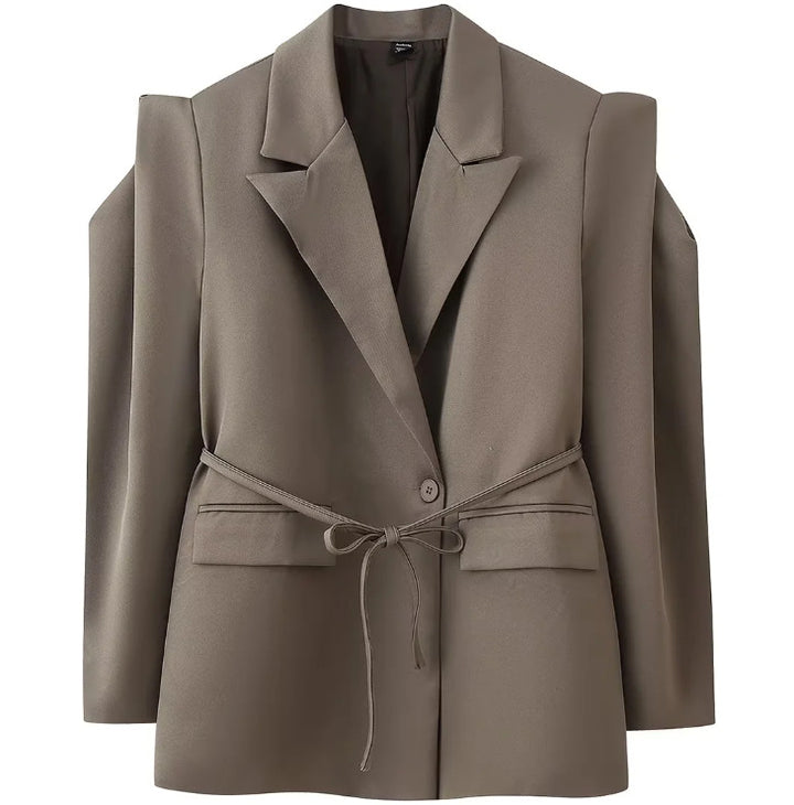 Damen 1100+ taillierter Blazer mit Tunnelzug, schmaler Kordel und Pattentaschen Drune