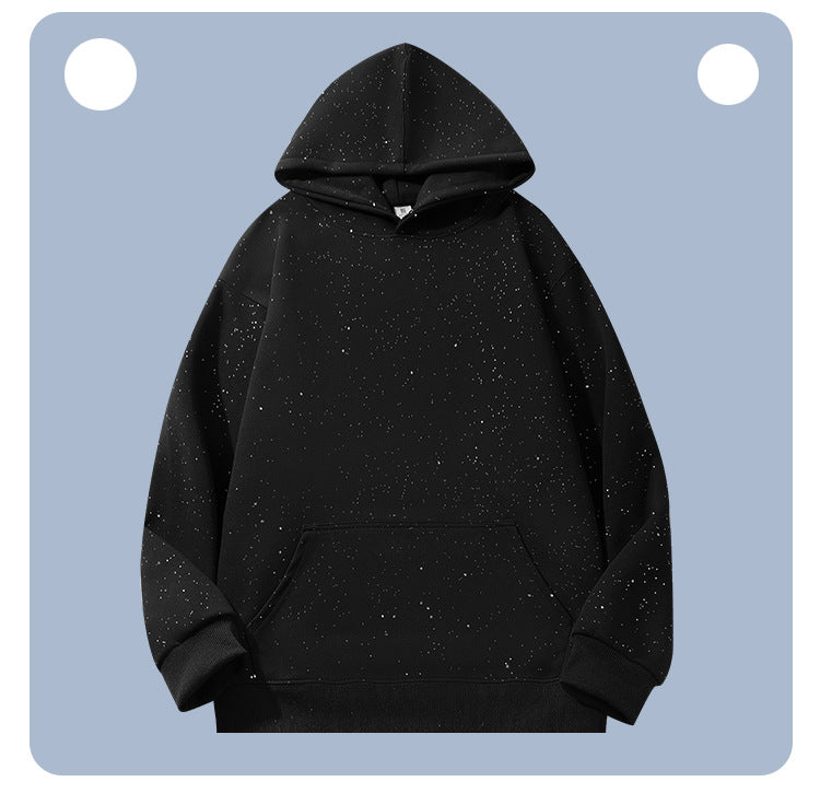 Unisex Oversize-Kapuzenpullover aus French-Terry mit Kängurutasche & dezenter Sprenkeloptik Drune