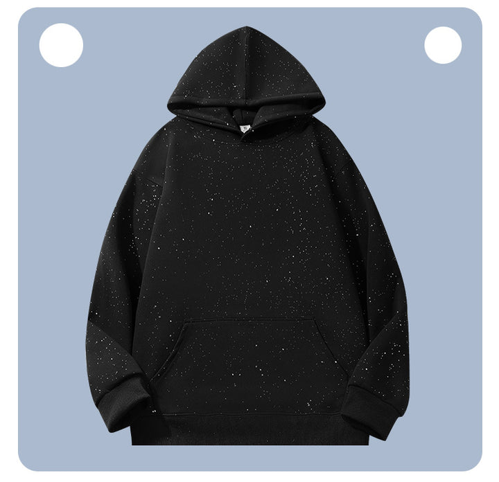 Unisex Oversize-Kapuzenpullover aus French-Terry mit Kängurutasche & dezenter Sprenkeloptik Drune