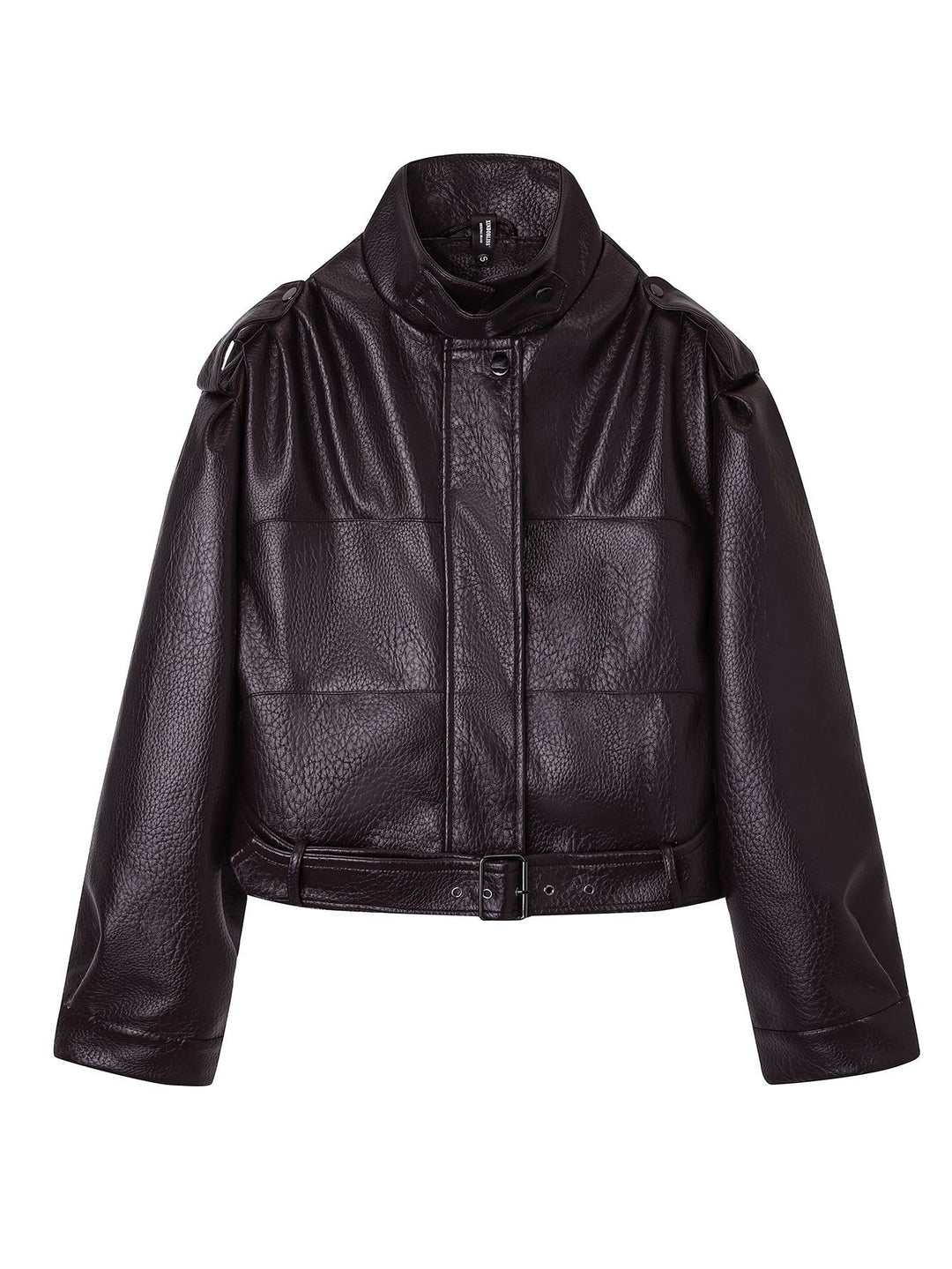 Damen Modische Kunstlederjacke mit Gürtel Drune