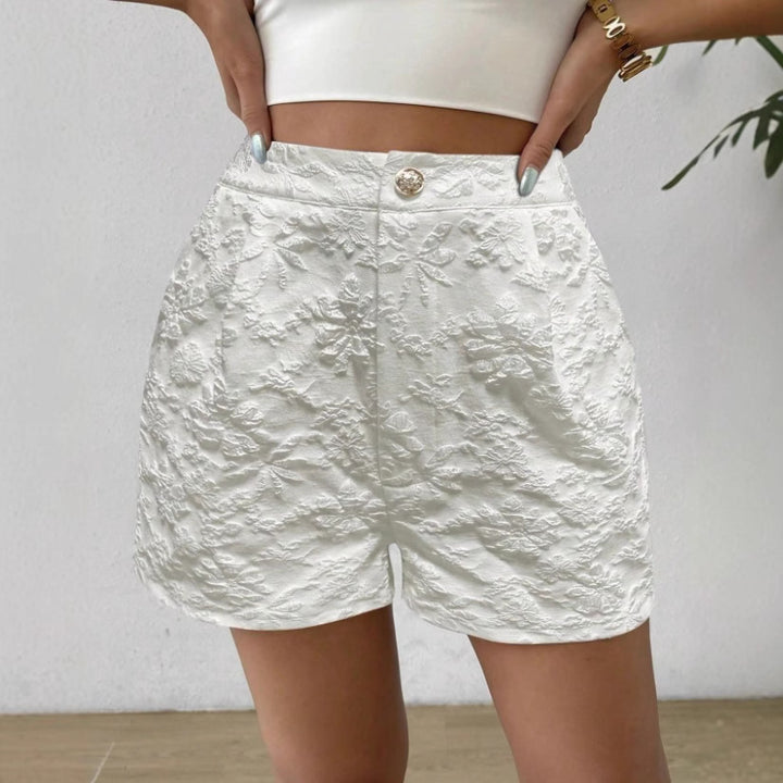 Damen Modische Shorts mit Blumenstickerei Drune