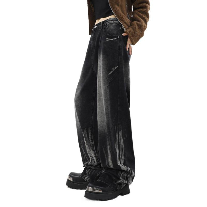 Damen Weite Denim-Hose im modernen Design mit einzigartigen Details Drune