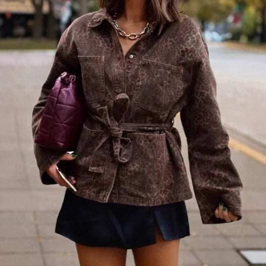 Damen Leinenhemdjacke mit tailliertem Schnitt und Gürtel Drune