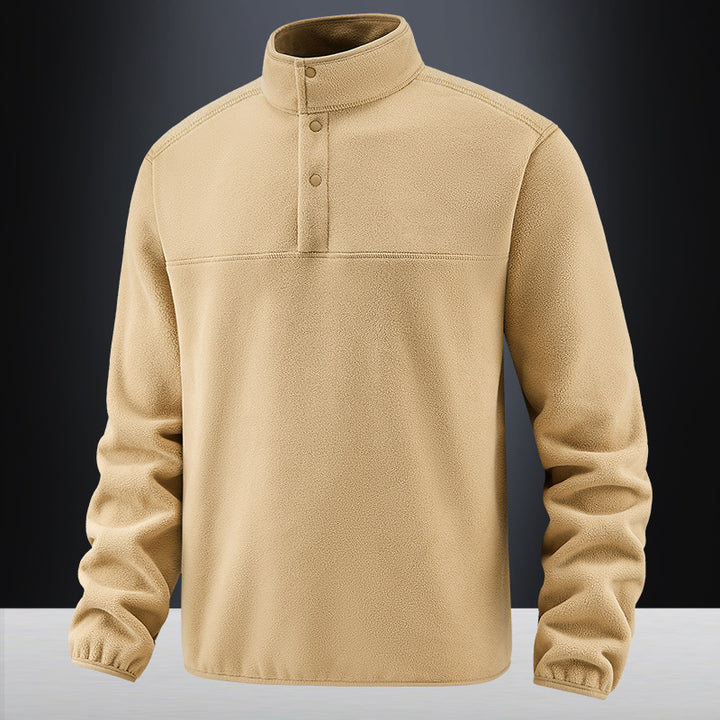 Herren Fleece-Pullover mit Stehkragen und Druckknopf-Leiste für wärmende Zwischenschicht Drune
