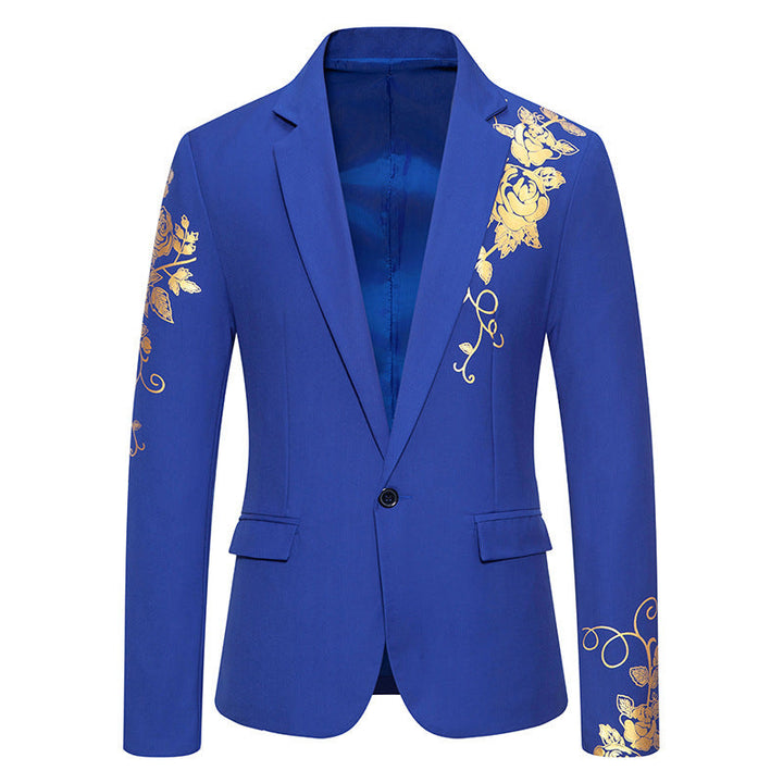 Herren eleganter Blazer mit floralem Goldmuster Drune