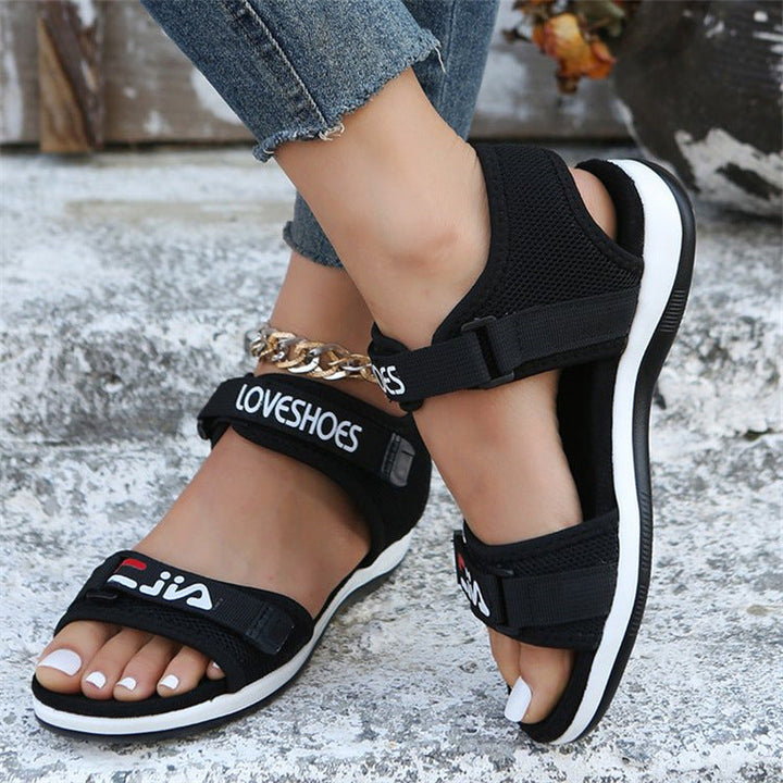 Damen Bequeme Sport-Sandalen mit verstellbarem Riemensystem und atmungsaktivem Mesh-Drune