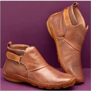 Damen Weiche Leder‑Stiefelette mit Klettverschluss, ergonomischer Laufsohle und gepolstertem Fußbett Drune