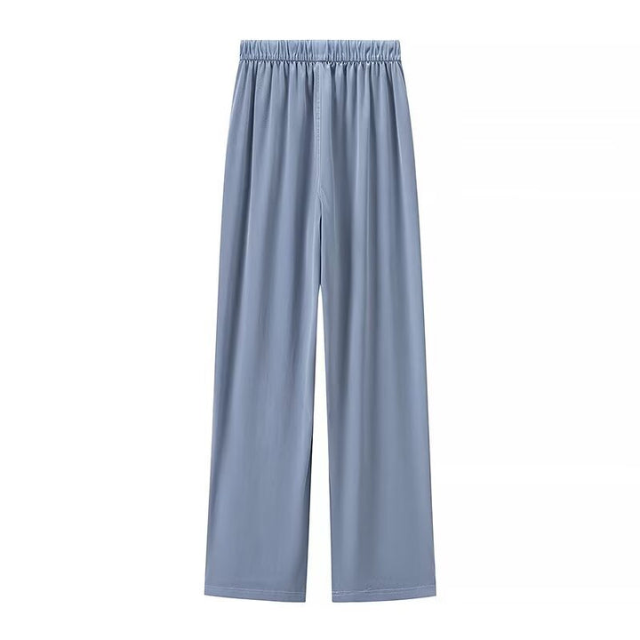 Damen Weite Palazzo‑Hose mit hohem Elastbund, Tunnelzug und Eingrifftaschen Drune