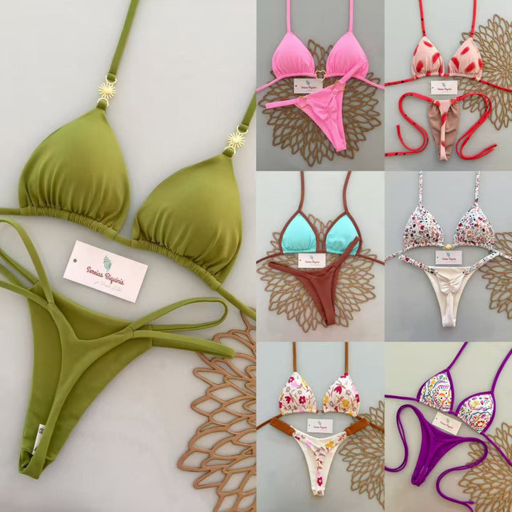Damen Triangel-Bikini mit frischem Melonenmuster Drune