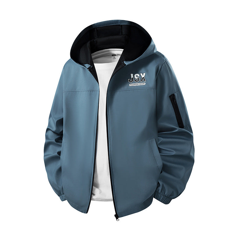 Herren Sportliche Windbreakerjacke mit Kapuze Drune