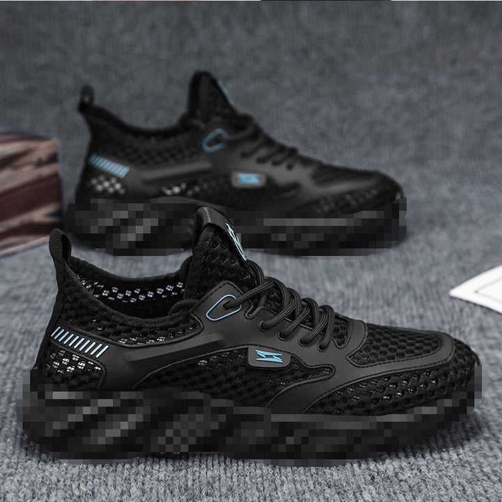 Herren Atmungsaktiver Mesh-Freizeitsneaker mit strukturierter Wellen-Plateausohle Drune