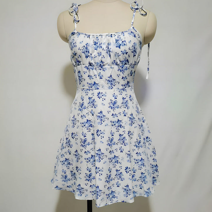 Damen Sommerliches Blümchenkleid mit verstellbaren Spaghettiträgern Drune