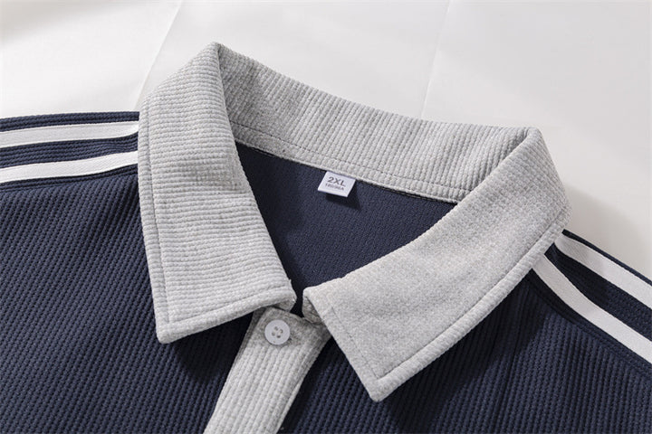 Herren Sportliches Poloshirt mit hohem Kragen und kontrastierenden Streifen Drune