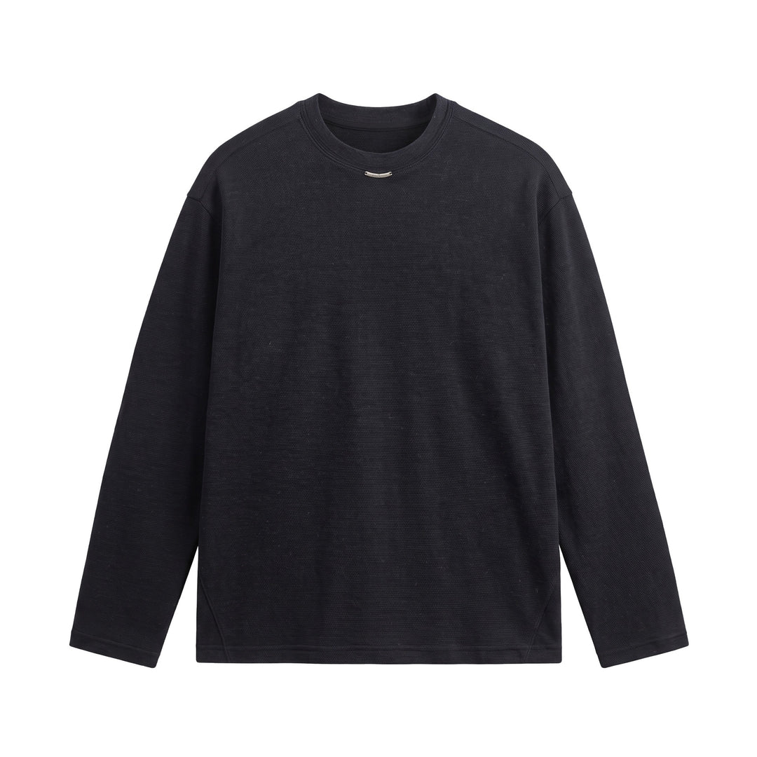 Damen Feinstrick‑Sweatshirt mit Strukturstrick, Rundhalsausschnitt und weiter Passform Drune