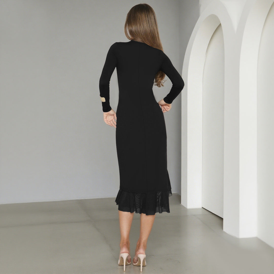 Damen charmantes Wickelkleid mit asymmetrischem Saum und Rüschendetails Drune