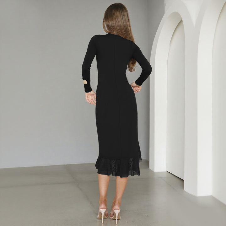 Damen charmantes Wickelkleid mit asymmetrischem Saum und Rüschendetails Drune