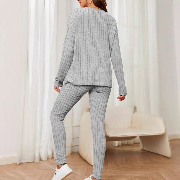Damen lässiges Strick-Crop-Set mit weitem Schnitt Drune