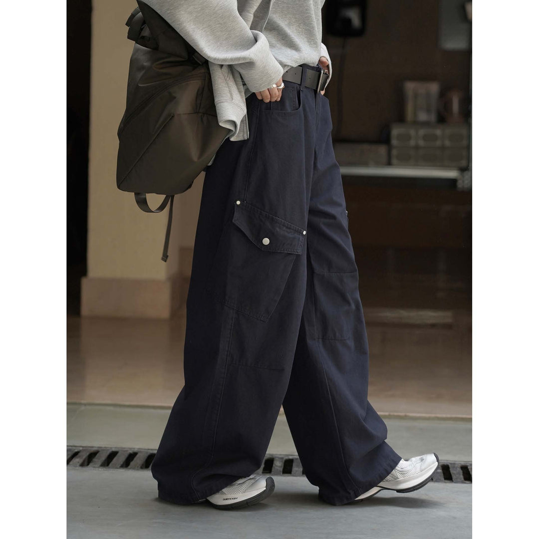 Damen Weite High‑Waist Cargo‑Ballonhose im Camouflage‑Look mit großen Klappentaschen Drune