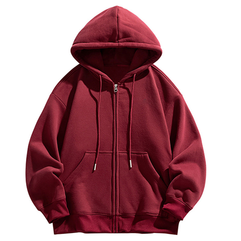 Herren Oversize Kapuzen‑Sweatjacke mit durchgehendem Reißverschluss und Kängurutasche Drune