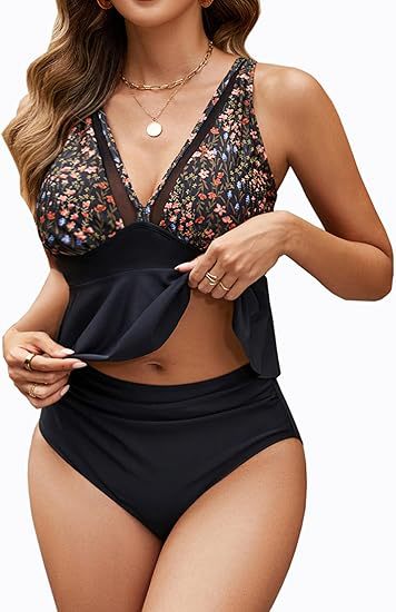 Damen Fließender Peplum-Badeanzug Drune