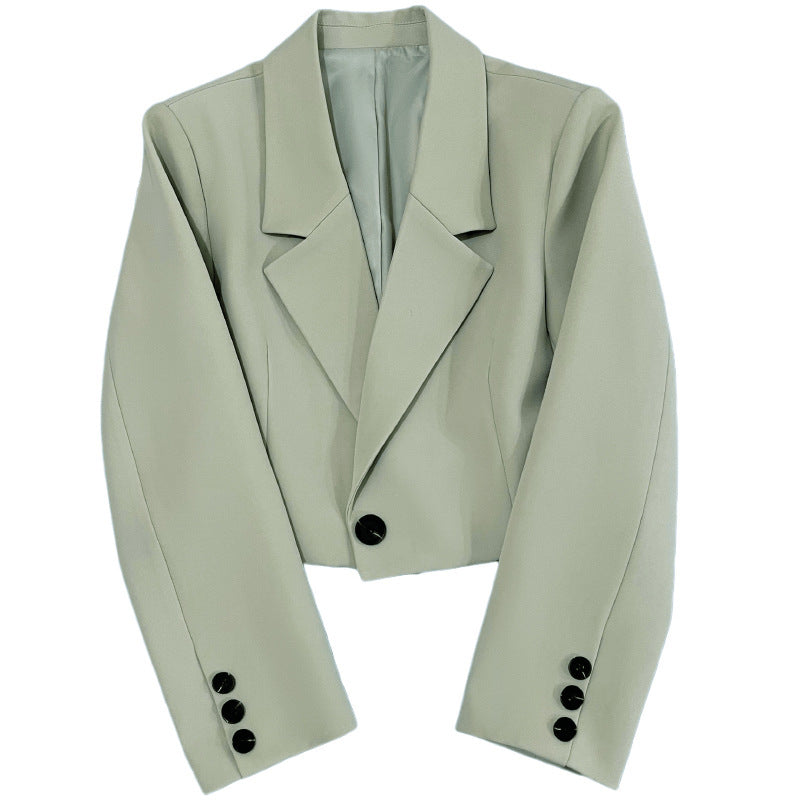 Damen nan kurzer taillierter Blazer mit markantem Revers und Ein-Knopf-Verschluss Drune