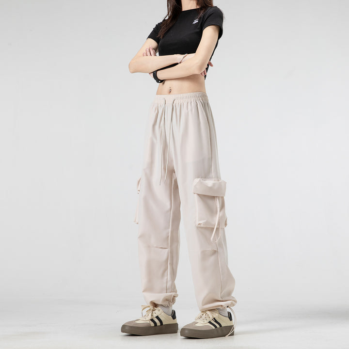 Unisex Weite Cargo‑Hose im Baggy‑Cut mit Tunnelzugbund, Mehrfachklappen und verstellbaren Beinabschlüssen Drune