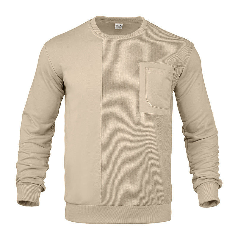 Herren nan strukturiertes Sweatshirt mit Brusttasche und geripptem Vorderpanel Drune
