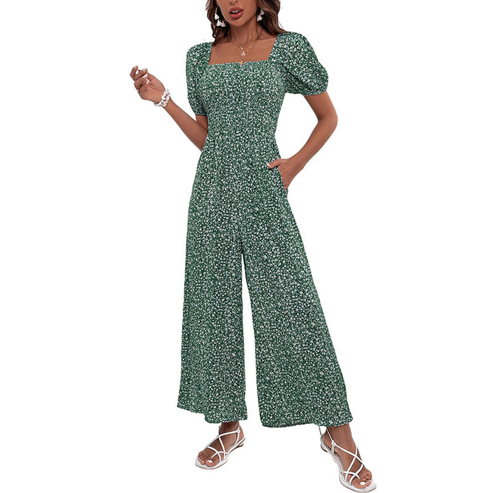 Damen Oversized Jumpsuit mit Puffärmeln und elastischem Taillenbund Drune