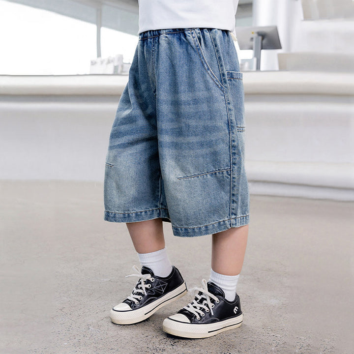 Unisex lässige Denim-Shorts mit hohen Seitentaschen Drune