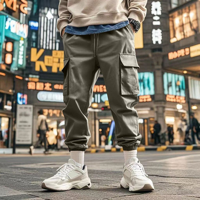 Herren Tapered Cargo-Jogginghose mit Kordelzug, aufgesetzten Klappentaschen und elastischen Bündchen Drune