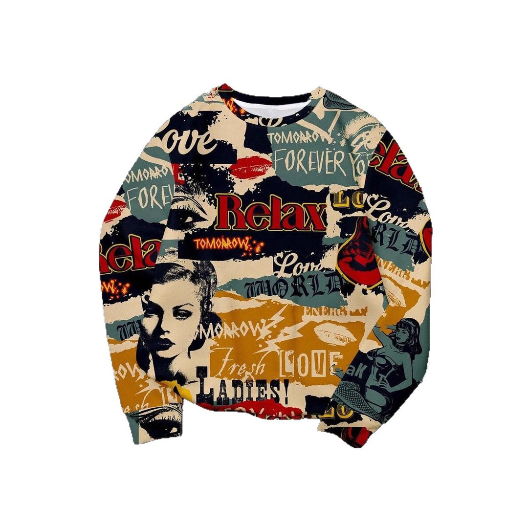 Damen Lässiger Sweatshirt mit kreativem Grafikdruck Drune