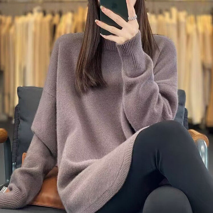 Damen lässiger Pullover mit lockerer Passform aus hochwertiger Wolle Drune