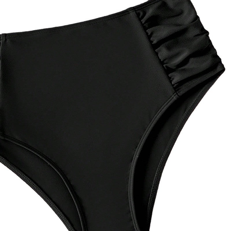 Damen Hohe Taille Bikinihose mit Rüschendesign Drune