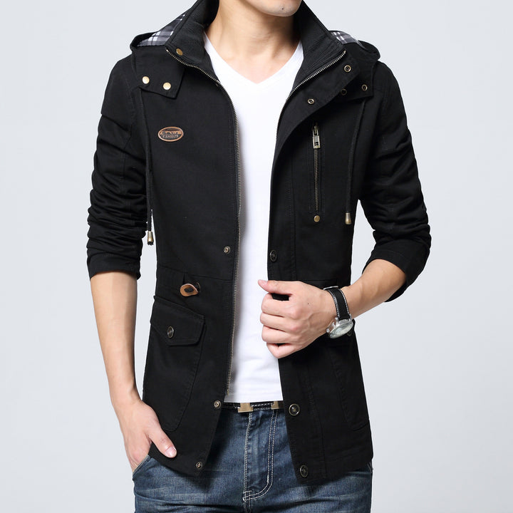 Herren Kapuzen-Parka im Fieldstyle mit Kordelzug und Reißverschluss Drune