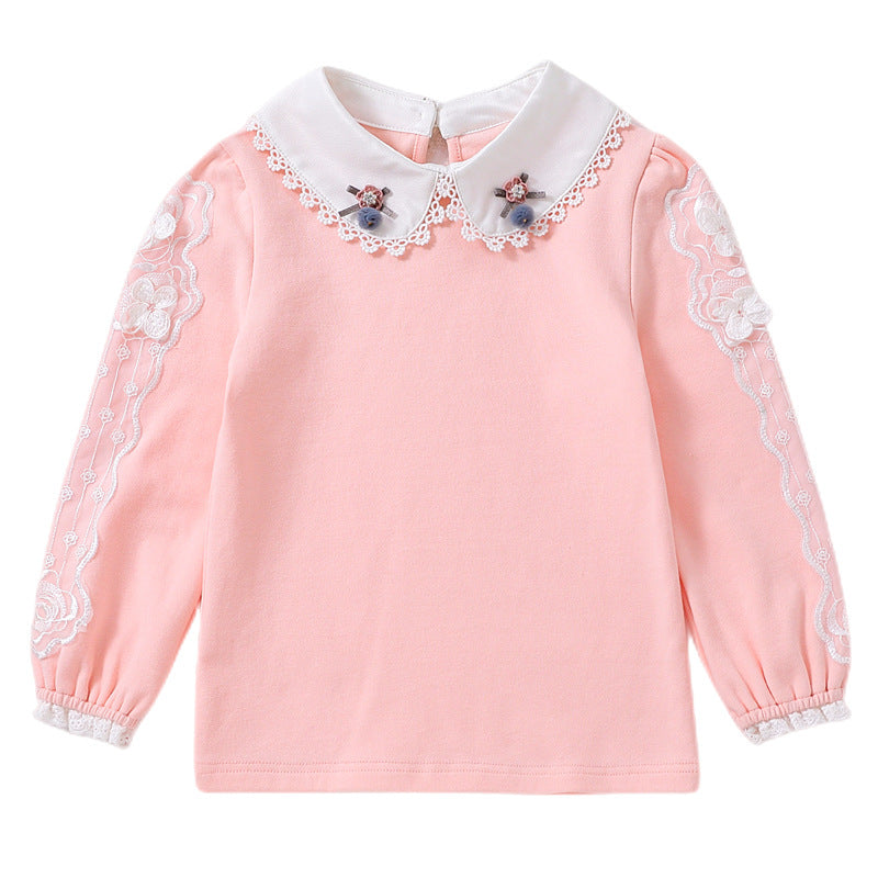 Mädchen Bluse mit elegantem Spitzenkragen und filigranen Akzenten Drune