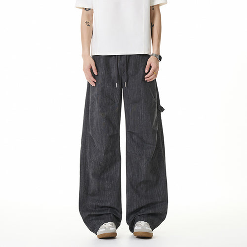 Damen Weite Leinenoptik Cargo-Bundhose mit Tunnelzug, Knieabnähern und asymmetrischer Seitentasche Drune