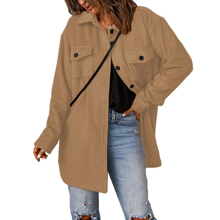 Drune | Damen Oversized Shirtjacke mit Taschen