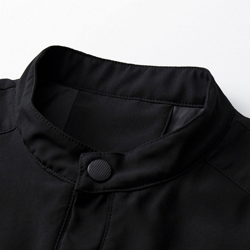 Herren Clean-Cut Stehkragen-Bomberjacke aus windabweisendem Material mit Druckknopfleiste Drune