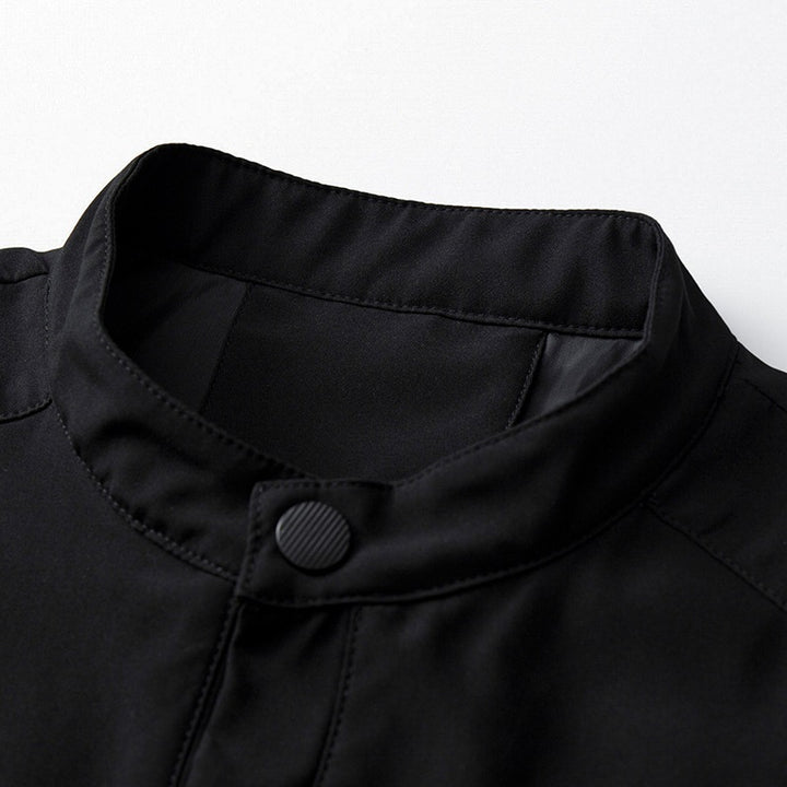 Herren Clean-Cut Stehkragen-Bomberjacke aus windabweisendem Material mit Druckknopfleiste Drune