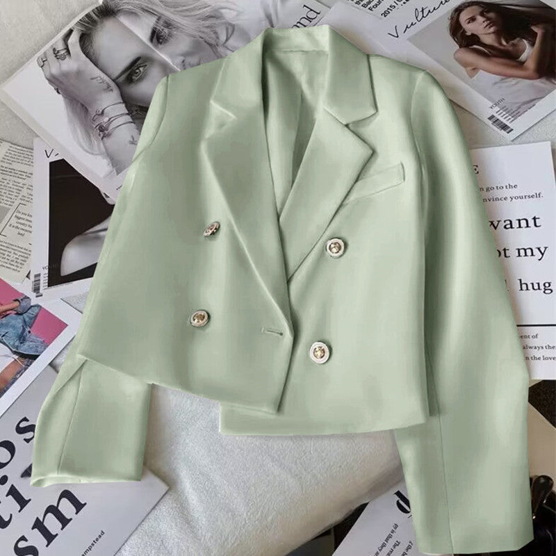 Damen Modischer Kurzblazer mit doppelt geknöpften Details Drune