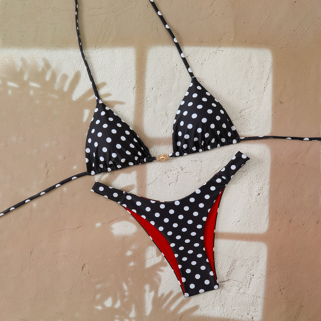 Damen Modischer Triangel-Bikini mit verspieltem Schmuckelement Drune